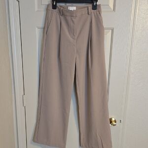 Beige Wide-Leg Trousers